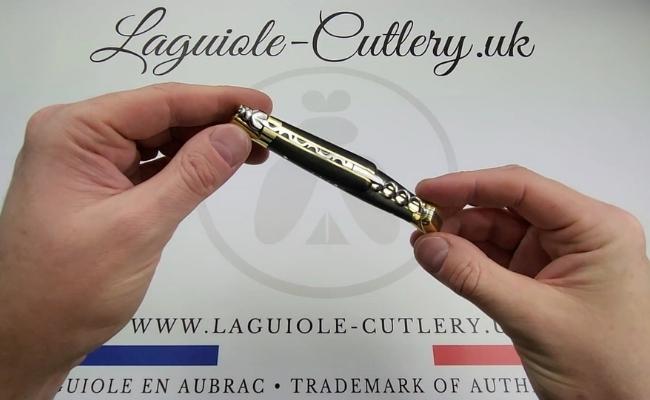 laguiole corkscrew knife ebony brass bolsters video
