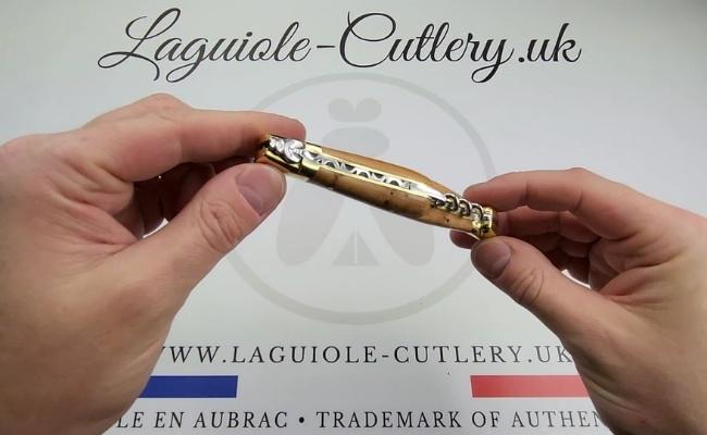 laguiole corkscrew knife juniper brass video