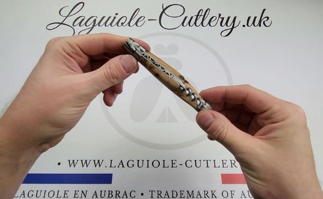 Laguiole knife with corkscrew and a juniper wood handle