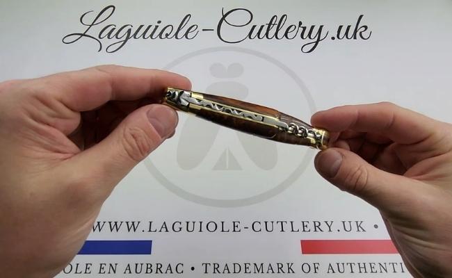 laguiole corkscrew knife snakewood brass video