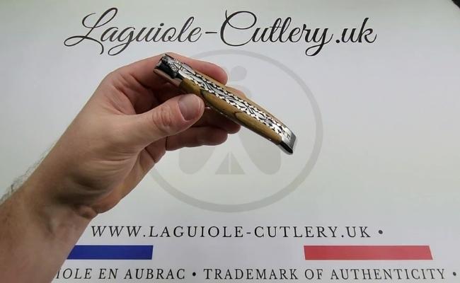 laguiole knife aubrac beechwood double plate shiny video