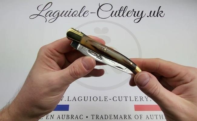 laguiole knife zebu horn tip brass video