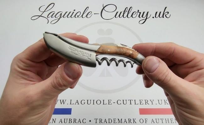 Laguiole sommelier corkscrew with a juniper handle by Laguiole en Aubrac