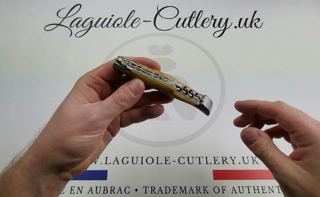laguiole corkscrew knife olivewood double plate video