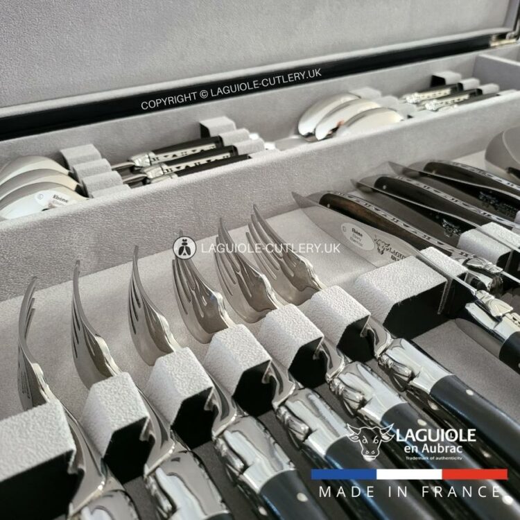 canteen of cutlery laguiole 28 piece ebony wood handles