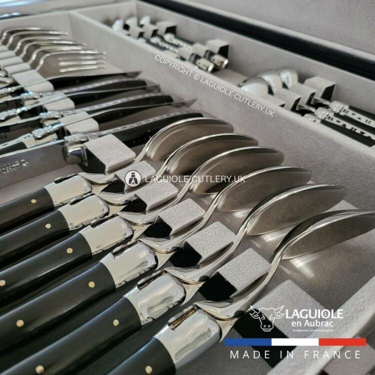 canteen of cutlery laguiole 28 piece ebony wood handles