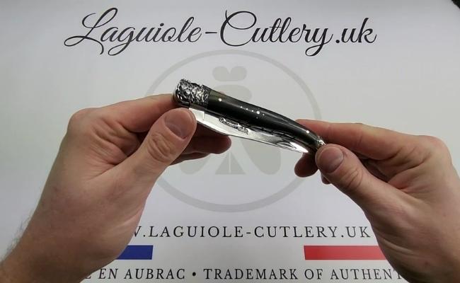 laguiole knife hammered bolsters horn tip video