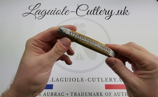 laguiole knife spiral spring pistachio double plate video