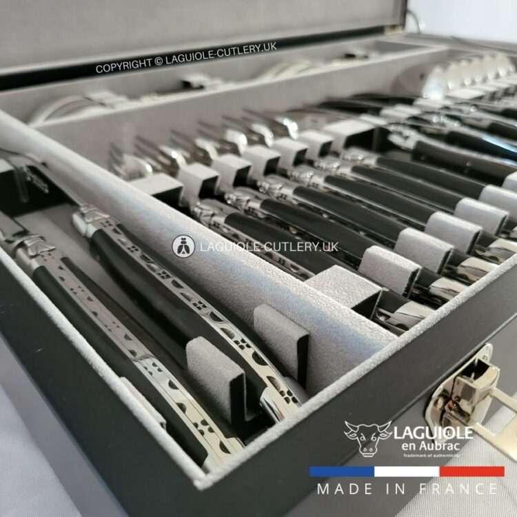 canteen of cutlery laguiole 28 piece ebony wood handles