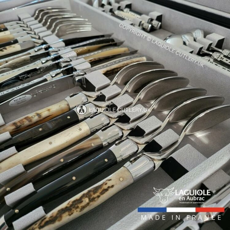 canteen of cutlery laguiole 28 piece 6 mixed horns handles