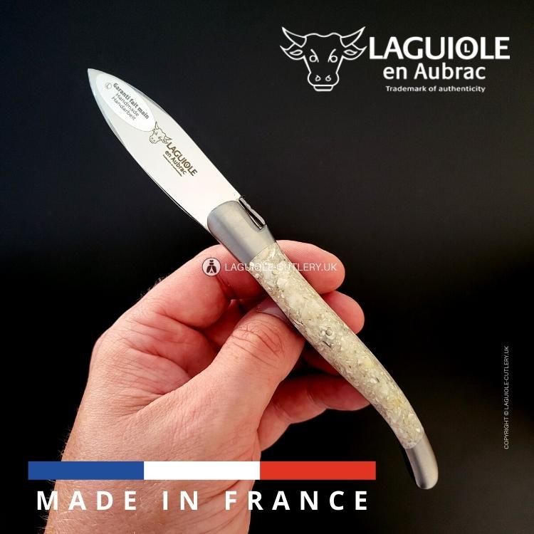 laguiole oyster knife with oyster shells handle