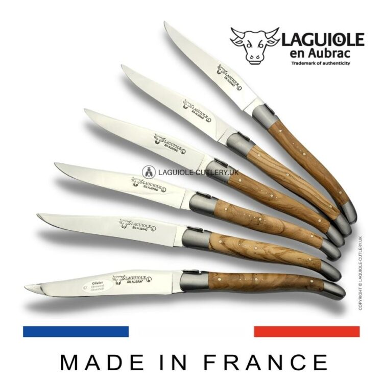 set of 6 laguiole steak knives olivewood handles