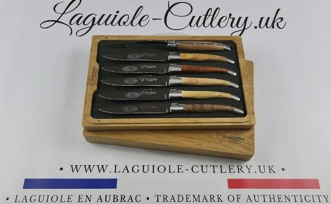 set of 6 laguiole steak knives 6 mixed french wood handles