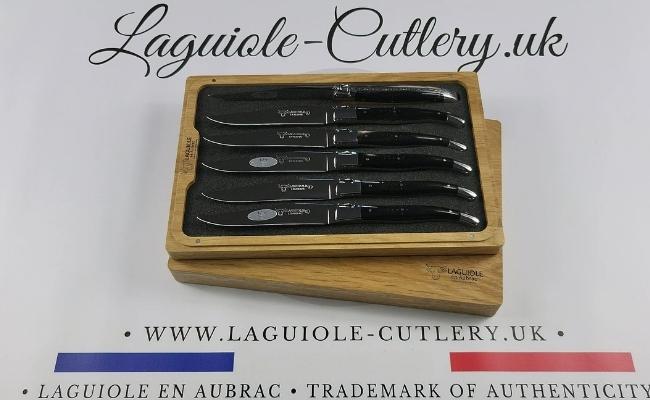 set of 6 laguiole steak knives buffalo horn handles