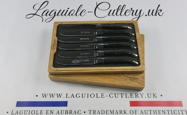 set of 6 laguiole steak knives ebony wood handles