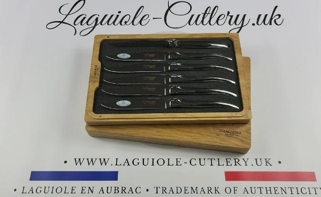 set of 6 laguiole steak knives stainless steel shiny