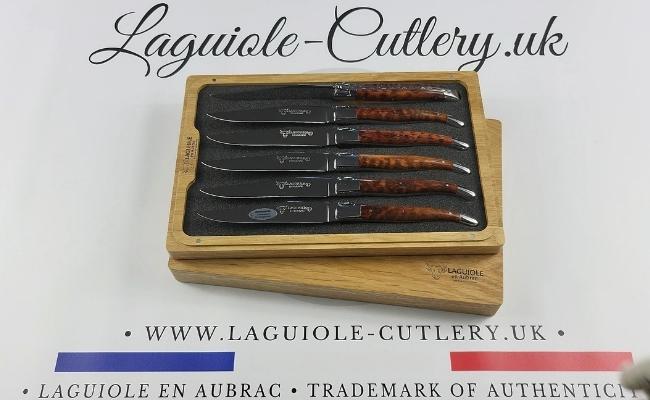 set of 6 laguiole steak knives snakewood handles