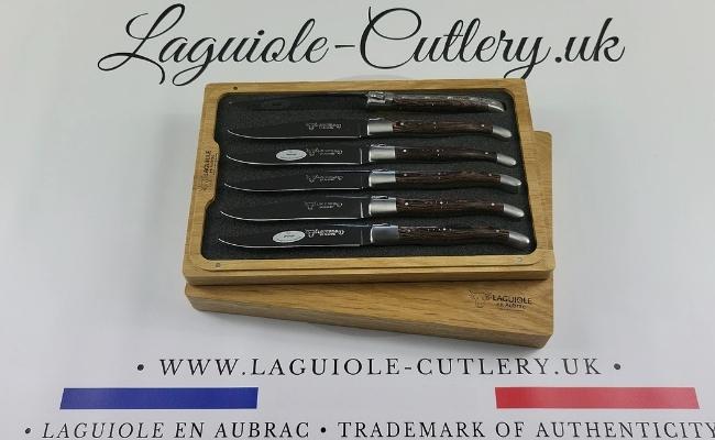 set of 6 laguiole steak knives wenge wood handles