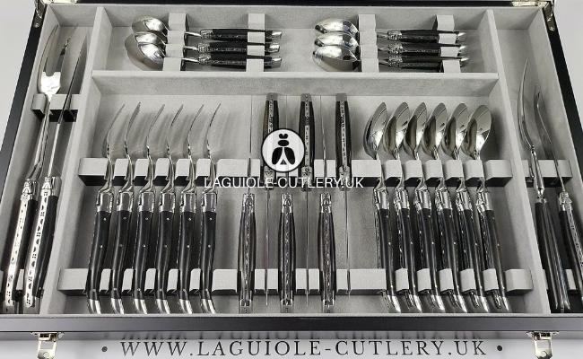 canteen of cutlery laguiole 28 piece ebony wood handles