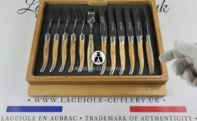 laguiole 12 piece flatware set olivewood handles