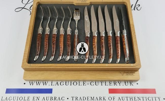video-of-laguiole-cutlery-set-knives-and-forks-snakewood
