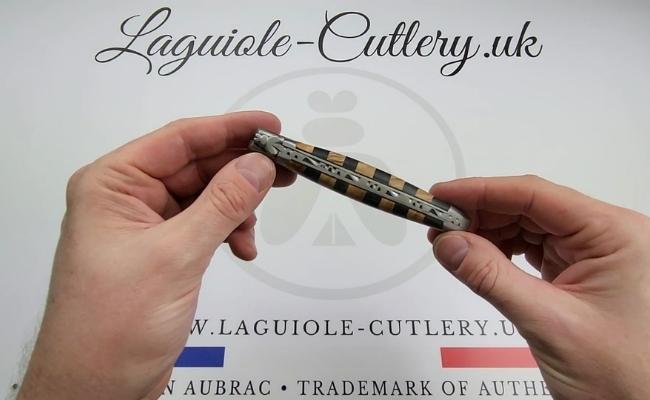 laguiole knife checkerboard ebony olivewood video