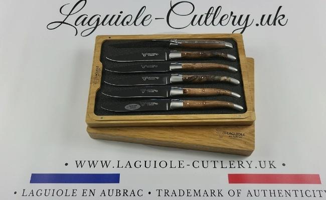 Set of 6 Laguiole Steak Knives Grapevine wood | Laguiole UK