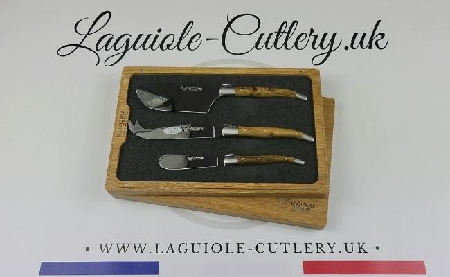 laguiole cheese knives set of 3 pistachio wood handles