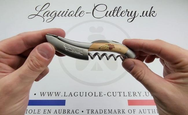 laguiole corkscrew grapes marquetry juniper video