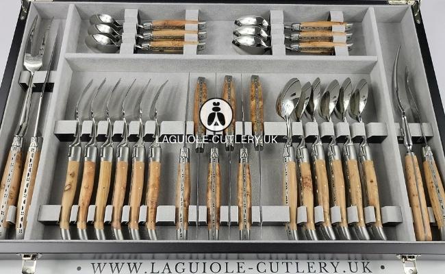 Laguiole 28-piece canteen of cutlery with juniper wood handles