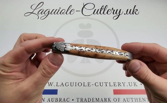 laguiole knife prestige chiseled bee 7 juniper video