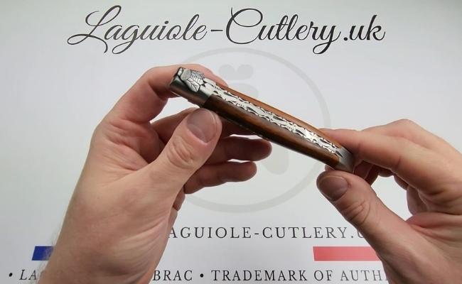 laguiole knife prestige chiseled bee 8 snakewood video