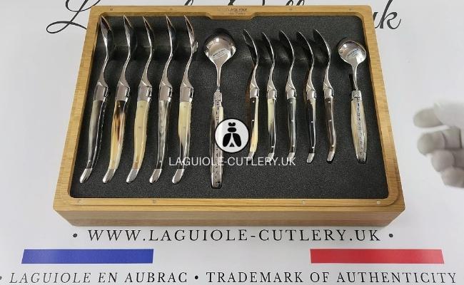laguiole flatware set 24 piece zebu horn tip handles