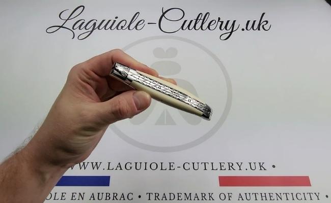 laguiole knife mammoth ivory chiseled plate video