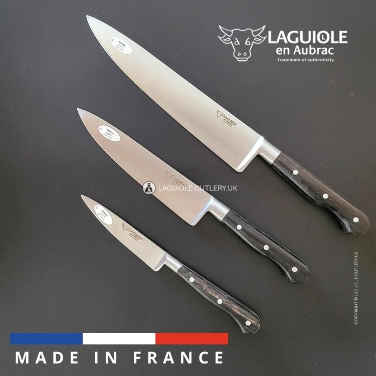 laguiole kitchen knives set of 3 ebony wood