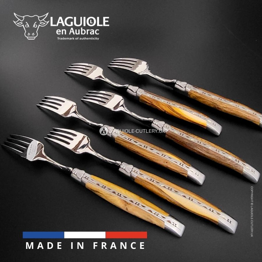 set of 6 laguiole forks pistachio wood handles