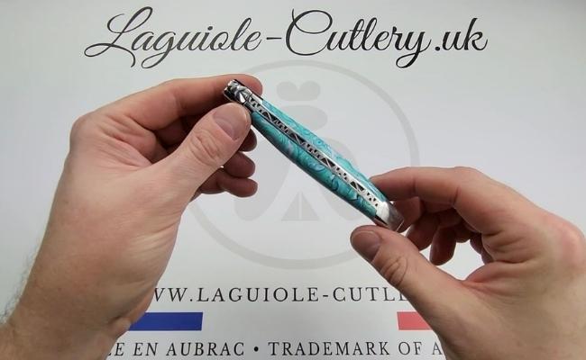 laguiole knife larimar stone video