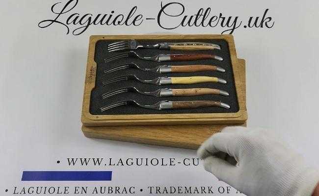 set of 6 laguiole forks 6 mixed french wood handles