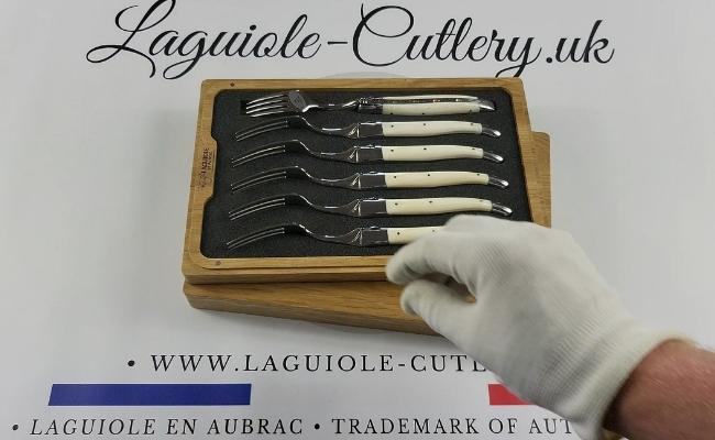 set of 6 laguiole forks cattle bone handles