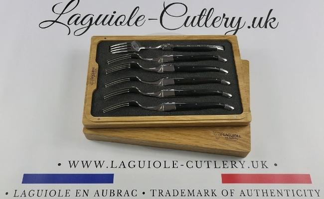 set of 6 laguiole forks ebony wood handles