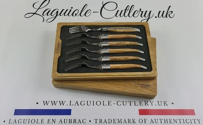 set of 6 laguiole forks olivewood handles