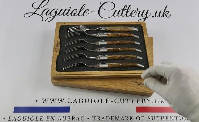 set of 6 laguiole forks pistachio wood handles