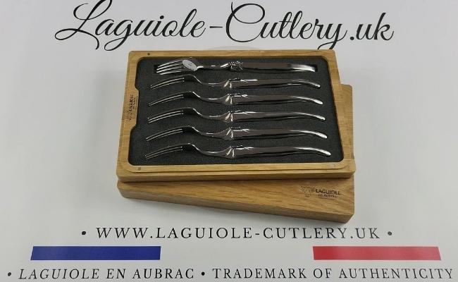 set of 6 laguiole forks stainless steel shiny handles