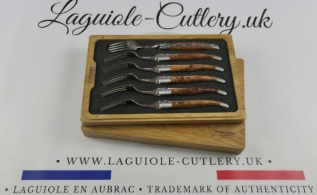 set of 6 laguiole forks thuya wood handles