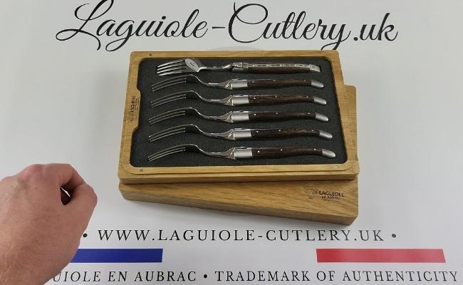 set of 6 laguiole forks wenge wood handles