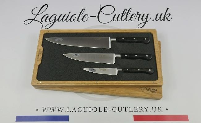 laguiole kitchen knives set of 3 ebony wood