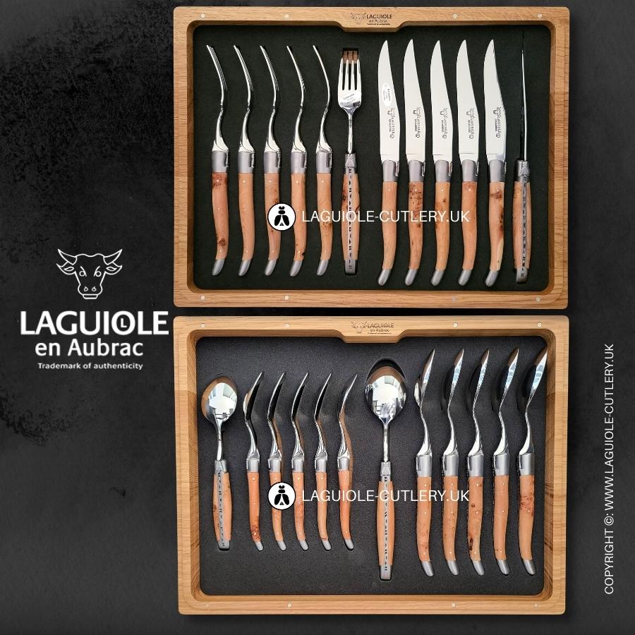 24 piece laguiole en aubrac cutlery set juniper wood