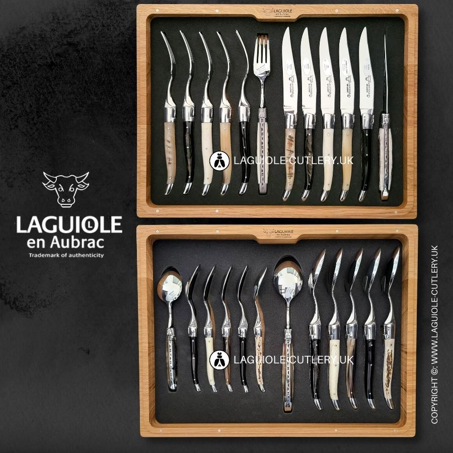 24-Piece Laguiole Cutlery Set Mixed Horn | Laguiole UK