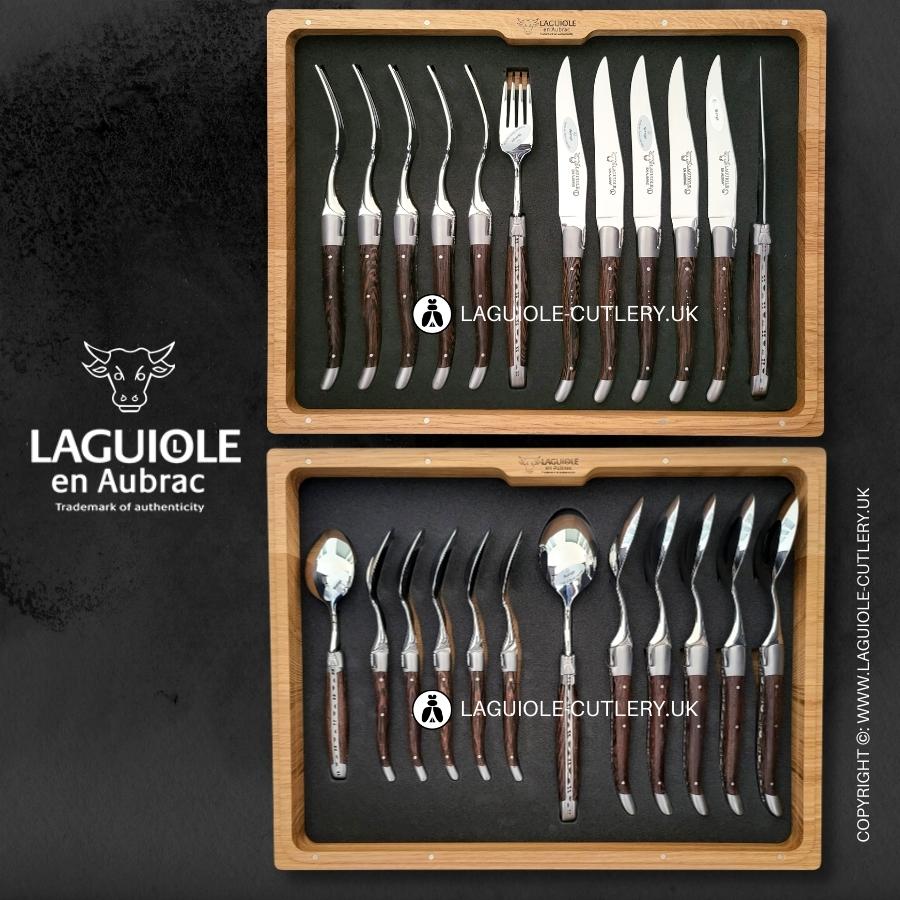 24 piece laguiole en aubrac cutlery set wenge wood