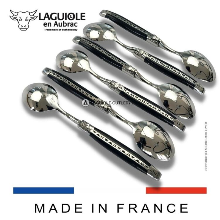 set of 6 laguiole soup spoons ebony wood handles